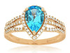 1.9CT DIAMOND & AAA BLUE TOPAZ 14K ROSE GOLD PEAR SHAPE & ROUND CLASSIC FUN RING