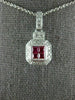 ESTATE .75CT DIAMOND & AAA RUBY 18KT WHITE GOLD 3D FILIGREE SQUARE PENDANT #2666