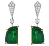 LARGE 14.21CT DIAMOND & AAA EMERALD 18KT 2 TONE GOLD MOON SHAPE & ROUND EARRINGS