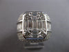 EXTRA LARGE 4.37CT DIAMOND 18KT WHITE GOLD ROUND & BAGUETTE SQUARE UNISEX RING