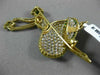 ESTATE LARGE 3.30CT DIAMOND & AAA EMERALD 14KT YELLOW GOLD BALLERINA BROOCH PIN