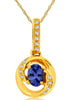 ESTATE .24CT DIAMOND & AAA TANZANITE 14KT YELLOW GOLD LOVE KNOT CIRCULAR PENDANT
