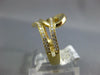 ESTATE WIDE .15CT DIAMOND 18KT YELLOW GOLD 3D DOUBLE LEAF CRISS CROSS FUN RING