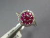 ESTATE 1.24CT DIAMOND & AAA RUBY 14KT WHITE GOLD ROUND CLUSTER FLOWER LOVE RING