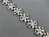 ANTIQUE WIDE 1.60CT DIAMOND 18KT WHITE GOLD MULTI LEAF FLOWER CIRCULAR BRACELET