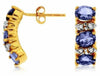 ESTATE 2.12CT DIAMOND & AAA OVAL TANZANITE 14KT YELLOW GOLD 3D HANGING EARRINGS