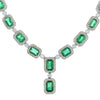 LARGE 24.15CT DIAMOND & AAA EMERALD 18K 2 TONE GOLD ROUND & EMERALD CUT NECKLACE