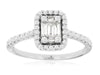 .50CT DIAMOND 14KT WHITE GOLD 3D ROUND & BAGUETTE CLUSTER SQUARE HALO LOVE RING