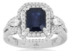 2.57CT DIAMOND & AAA SAPPHIRE 14K WHITE GOLD 3D EMERALD CUT HALO ENGAGEMENT RING