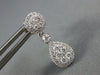 ESTATE .76CT DIAMOND 18KT WHITE GOLD 3D CLUSTER TEAR DROP ROUND HANGING EARRINGS