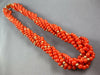 ANTIQUE LONG .10CT AAA CORAL & RUBY 14K YELLOW GOLD MULTI STRAND NECKLACE #27206
