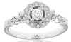 .25CT DIAMOND 14KT WHITE GOLD 3D SOLITAIRE ROUND FILIGREE FLORAL FRIENDSHIP RING