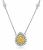 GIA 2.04CT WHITE & FANCY YELLOW DIAMOND 18K 2 TONE GOLD 3D TEAR DROP NECKLACE