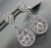LARGE 1.57CT DIAMOND 18KT WHITE GOLD CLUSTER FLOWER TEAR DROP HANGING EARRINGS