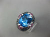 LARGE 13.18CT AAA BLUE TOPAZ SAPPHIRE & RUBY 18KT WHITE GOLD 3D MULTI HEART RING