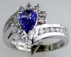 1.75CT DIAMOND & AAA TANZANITE 14KT WHITE GOLD 3D OVAL ROUND & BAGUETTE NECKLACE