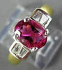 ESTATE 1.40CT DIAMOND & RUBALITE 18K 2 TONE GOLD FILIGREE ENGAGEMENT RING #27254