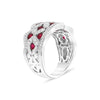 ESTATE 1.24CT DIAMOND & AAA RUBY 14KT WHITE GOLD 3D FLOWER BUTTERFLY LOVE RING