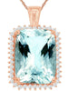 LARGE 13CT DIAMOND & AAA AQUAMARINE 14KT ROSE GOLD CUSHION CUT FLOATING PENDANT