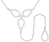 .55CT DIAMOND 14KT WHITE GOLD 3D ROUND FLOWER TEAR DROP LARIAT LOVE NECKLACE