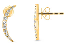 ESTATE .40CT DIAMOND 14KT YELLOW GOLD 3D ROUND CLASSIC MOON STUD FUN EARRINGS