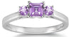 ESTATE .70CT AAA AMETHYST 14KT WHITE GOLD 3D PRINCESS & ROUND 3 STONE FUN RING