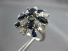 ESTATE LARGE 2.0CT DIAMOND & AAA SAPPHIRE 18KT WHITE GOLD 3D FLOWER CLUSTER RING