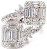 LARGE 3.34CT DIAMOND 18KT WHITE GOLD MULTI SHAPE DOUBLE SQUARE FLOWER LOVE RING