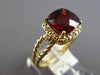 2CT DIAMOND & AAA GARNET 14KT YELLOW GOLD 3D CUSHION & ROUND FILIGREE LOVE RING
