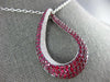 ESTATE LARGE 4.19CT DIAMOND & AAA RUBY 18KT WHITE GOLD 3D TEAR DROP FUN PENDANT