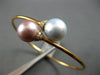 LARGE DIAMOND & AAA WHITE & PINK SOUTH SEA PEARL 18KT ROSE GOLD BANGLE BRACELET