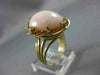 ANTIQUE LARGE .1CT OLD MINE DIAMOND AAA CORAL 14K YELLOW GOLD FLOWER RING 19562