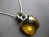 7.61CT DIAMOND & AAA CITRINE 14KT WHITE GOLD 3D CUSHION & ROUND FLOATING PENDANT