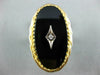 ANTIQUE LARGE .04CT OLD MINE DIAMOND & AAA ONYX 14KT 2 TONE GOLD OVAL RING #2749