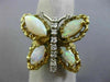 ANTIQUE LARGE 2.30CT DIAMOND & OPAL 14K TWO TONE GOLD HANDCRAFTED BUTTERFLY RING
