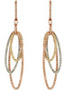 ESTATE LARGE 1.15CT DIAMOND 14K TRI COLOR GOLD OVAL TRINITY FUN HANGING EARRINGS