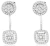 .60CT DIAMOND 14K WHITE GOLD 3D ROUND & BAGUETTE CLUSTER FLOWER HANGING EARRINGS