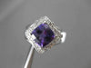 ESTATE LARGE 2.25CTW DIAMOND & AAA EXTRA FACET AMETHYST 14KT WHITE 3D HALO RING