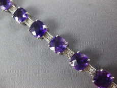 14.21CT DIAMOND & AAA AMETHYST 14KT WHITE GOLD CUSHION & ROUND TENNIS BRACELET
