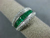 WIDE 1.60CT DIAMOND & AAA EMERALD 14KT WHITE GOLD 3D ROUND & BAGUETTE RING #2739