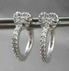 ESTATE  .60CT DIAMOND 14KT WHITE GOLD HEART HUGGIE EARRINGS BEAUTIFUL! #1424