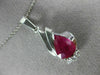 ESTATE 1.54CT DIAMOND & AAA RUBY 14K WHITE GOLD CLASSIC TEAR DROP PENDANT #12091