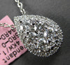 EXTRA LARGE 1.16CT DIAMOND 14KT WHITE GOLD 3D CLUSTER TEAR DROP FLOATING PENDANT