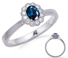 .62CT DIAMOND & AAA SAPPHIRE 14KT WHITE GOLD OVAL & ROUND FLOWER ENGAGEMENT RING