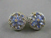ESTATE 1.70CTW TANZANITE 14KT 2 TONE GOLD FILIGREE FLOWER ROUND EARRINGS #22624