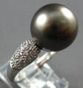 ESTATE .29CT DIAMOND & AAA TAHITIAN PEARL 14KT WHITE GOLD 3 ROW PAVE LOVE RING