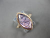 LARGE 3.4CT DIAMOND & AAA AMETHYST 14KT ROSE GOLD MARQUISE & ROUND HALO FUN RING