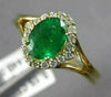 ESTATE .95CT DIAMOND & AAA OVAL EMERALD 14KT YELLOW GOLD CLASSIC ENGAGEMENT RING