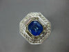 EXTRA LARGE 6.45CT DIAMOND & AAA SAPPHIRE 18KT WHITE GOLD ENGAGEMENT RING #27473