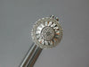 ESTATE .29CT DIAMOND 18KT WHITE GOLD 3D ROUND PAVE SUNBURST FLOWER STUD EARRINGS
